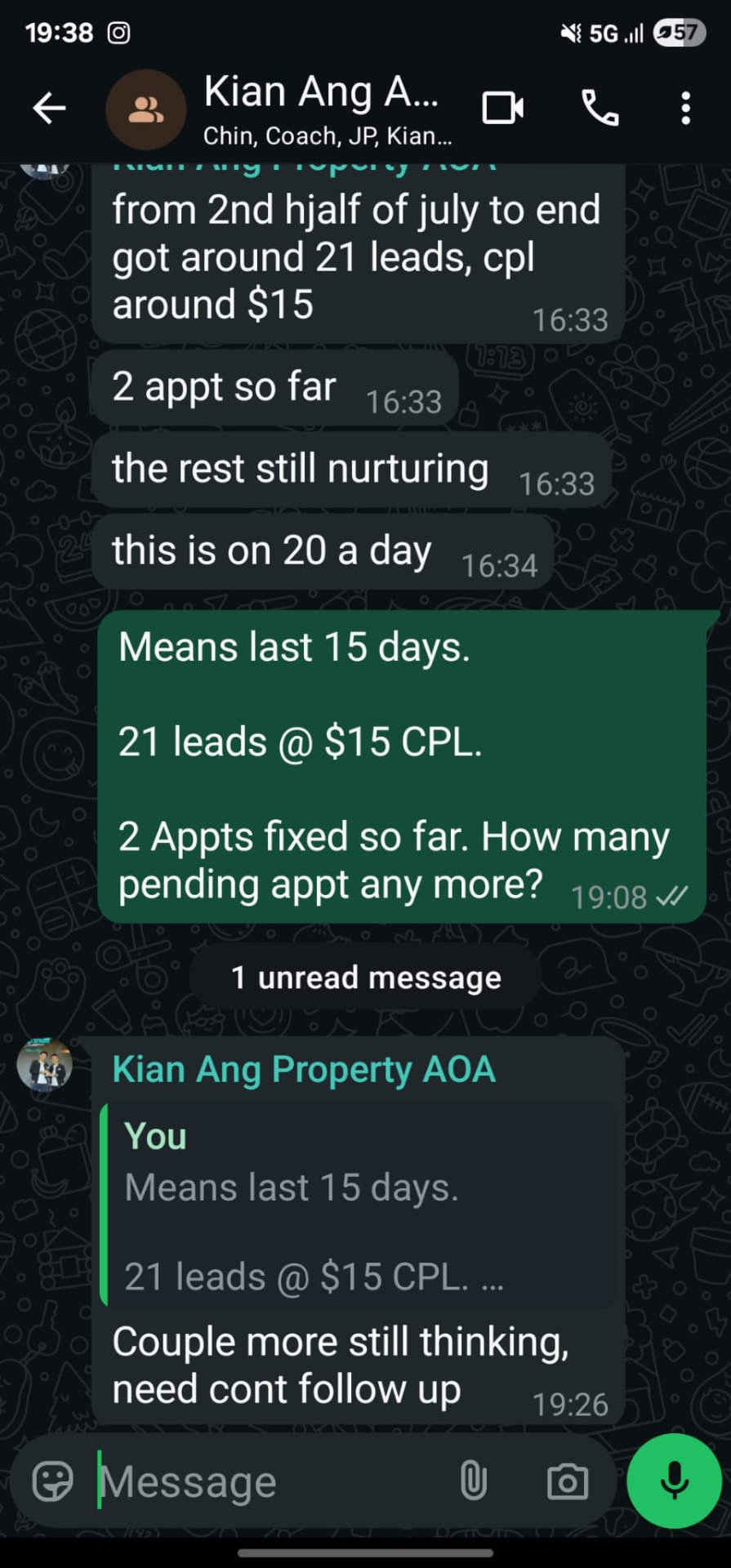 21 leads @ $15 CPL · 2 appointments fixed in 15 days