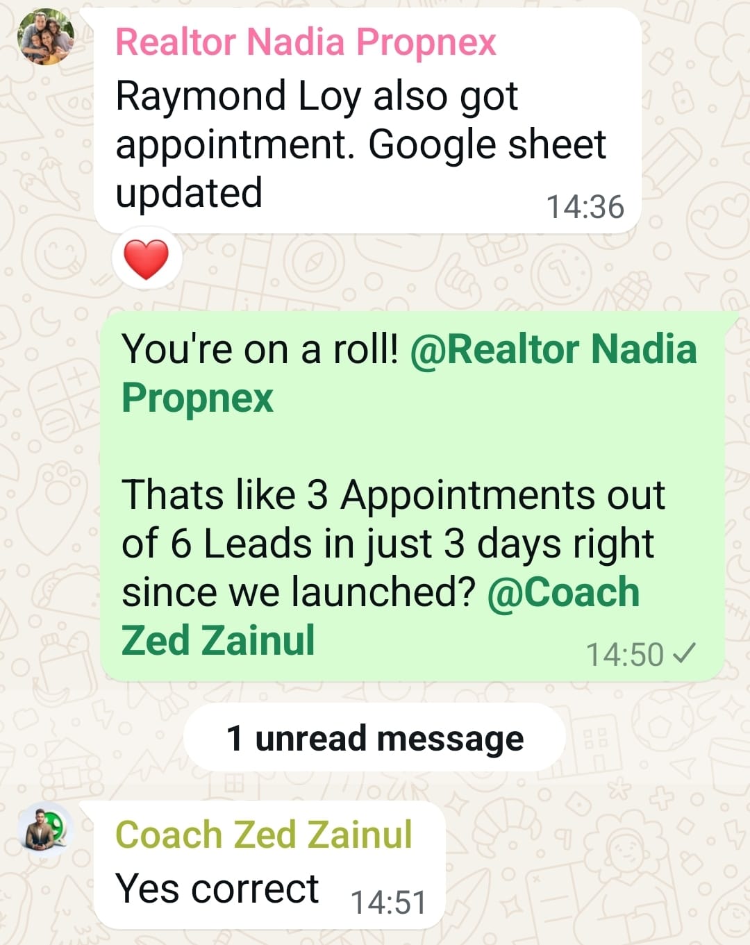 3 appointments out of 6 leads in the first 3 days