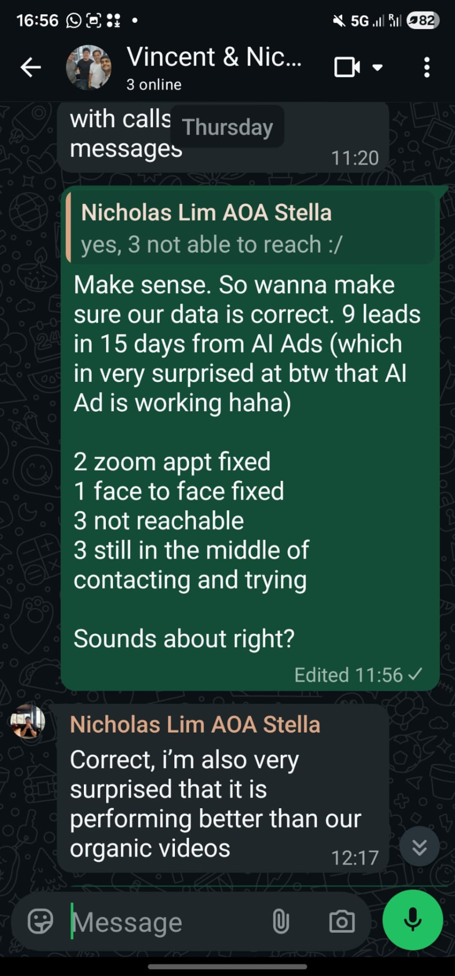 9 leads in 15 days from AI ads · 3 appointments fixed